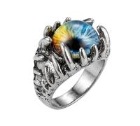 LKBEADS Adjustable Stainless Steel Dragon Claw Rainbow Eye Ring Gothic Fantasy Creature Statement Band Medieval Biker Cosplay Accessory Durable Unisex |LK_0089_BDR