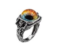 LKBEADS Adjustable Stainless Steel Dragon Eye Ring Rainbow Iris Gothic Fantasy Warrior Biker Vintage Statement Band Unisex Mens Womens Jewelry |LK_0027_BDR