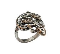 LKBEADS Adjustable Stainless Steel Lizard Ring Gecko Reptile Nature Inspired Vintage Gothic Statement Band Unisex Mens Womens Jewelry |LK_0006_LLR
