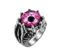 LKBEADS Adjustable Stainless Steel Pink Dragon Eye Ring Gothic Fantasy Warrior Claw Vintage Statement Band Unisex Mens Womens Fashion Jewelry |LK_0062_BDR