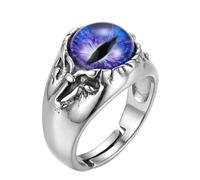 LKBEADS Adjustable Stainless Steel Purple Dragon Eye Ring Gothic Fantasy Warrior Reptile Vintage Statement Band Unisex Mens Womens Jewelry |LK_0053_BBL
