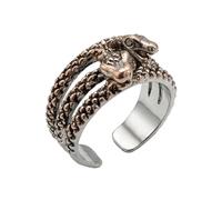 LKBEADS Adjustable Stainless Steel Snake Ring Coiled Serpent Statement Band Reptile Inspired Gothic Fantasy Biker Fashion Accessory Durable Unisex |LK_0088_RRJ