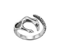 LKBEADS Adjustable Stainless Steel Snake Ring Minimalist Serpent Gothic Vintage Reptile Statement Band Unisex Mens Womens Fashion Jewelry |LK_0010_LLR