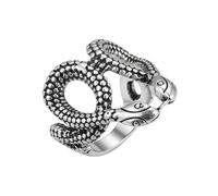 LKBEADS Adjustable Stainless Steel Snake Ring Serpent Reptile Gothic Vintage Biker Mythology Statement Band Unisex Mens Womens Jewelry |LK_0009_BDR