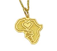 LKBEADS Africa Map Embossed Pendant Necklace Made in 925 Sterling Silver With Gold Plating 18" Cable Chain Fancy Shape Charm For Unisex Handmade Jewelry |LK_EMBO_00223