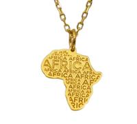 LKBEADS Africa Map Engraving Pendant Necklace Map Shape Made In 925 Sterling Silver Gold Plated Charm With 18 "Cable Chain Handmade Jewelry For Men Women |LKD_EGP_00051