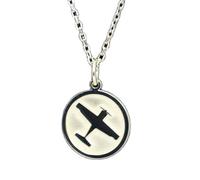 LKBEADS Airoplane Engraved Coin Pendant Necklace 24mm with 18 Inch Cable Chain | Sterling Silver 925 Sterling Silver | Unisex Gift Jewelry|LK_PNDN_2005