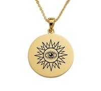LKBEADS All-Seeing Eye Sun Engraving Pendant Necklace Made In 925 Sterling Silver Gold Plated Charm With 18 "Cable Chain Handmade Jewelry For Men Women |LKD_EGP_00770