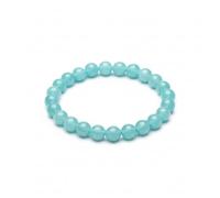LKBEADS amazonite quartz bracelet stretch elastic aqua blue gemstone bead jewelry for men women unisex healing meditation energy gift