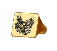 LKBEADS american eagle ring in square shape | 925 sterling silver gold plated | gift jewelry,vintage style signet ring's hypoallergenic handmade jewellery|LK_PDR_01396_12.5