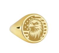 LKBEADS american eagle signet ring| national emblem patriotic bird engraved independence day talisman bald jewelry| 925 sterling silver gold plated |LK_PDR_00053_8