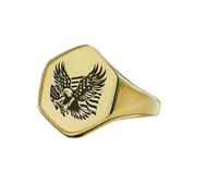 LKBEADS american veterans eagle ring in hexagon shape | 925 sterling silver gold plated | gift jewelry,vintage style signet ring's hypoallergenic jewellery|LK_PDR_01423_7.5