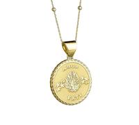 LKBEADS Amor Fati Engraved Coin Pendant Necklace 24mm with 18 Inch Cable Chain | Sterling Silver Gold Plated | Unisex Gift Jewelry|LK_PNDN_0024