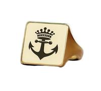 LKBEADS anchor & crown ring in square shape | 925 sterling silver gold plated | gift jewelry,vintage style signet ring's hypoallergenic handmade jewellery|LK_PDR_01550_9.5