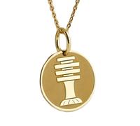 LKBEADS Ancient Egyptian Pillar Engraved Coin Pendant Necklace 24mm with 18 Inch Cable Chain | Sterling Silver Gold Plated | Unisex Gift Jewelry|LK_PNDN_0034