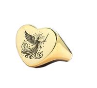 LKBEADS angel ring in heart shape | 925 sterling silver gold plated | gift jewelry,vintage style signet ring's hypoallergenic handmade jewellery|LK_PDR_01804_10.5