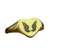 LKBEADS angelic wings ring in heart shape | 925 sterling silver gold plated | gift jewelry,vintage style signet ring's hypoallergenic handmade jewellery|LK_PDR_01694_9.5