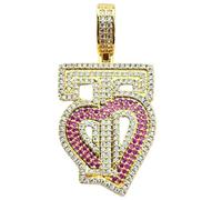 LKBEADS arabic calligraphy heart pendant | with multi stone made in stainless steel |gold plated,45x23mm |allah inspired jewelry charm |LK_CHP_0156_W