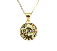 LKBEADS Arabic Calligraphy Pendant & Locket With Multi Stone Made In Gold Plated Brass 12X12Mm Allah Inspired Jewelry Charm Necklace With 18 Inch Chain Cable|LK_CHN_0125