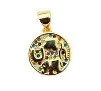 LKBEADS arabic calligraphy pendant | with multi stone made in stainless steel |gold plated,12x12mm |allah inspired jewelry charm |LK_CHP_0125_W