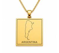 LKBEADS Argentina Map 24x26mm Pendant Necklace For Men Women 925 Sterling Silver Square Engraved Outline Charm With 18" Cable Chain Travel Jewelry |LKN_MAP_00676