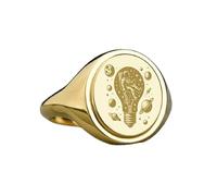 LKBEADS astronaut light bulb signet ring| fantasy jewelry| oval engraved space explorer surreal gift jewelry| 925 sterling silver gold plated |LK_PDR_00572_11.5