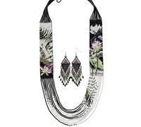 LKBEADS Asymmetric Pictorial Folk Pattern Ukrainian Gerdan Necklace With Earring Set Seed Beads Traditional Jewellery Multi Color Strand Beaded Jewelry |LK_UKRN_0569