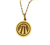 LKBEADS Awen Neo Druid Engraved Coin Pendant Necklace 24mm with 18 Inch Cable Chain | Sterling Silver Gold Plated | Unisex Gift Jewelry|LK_PNDN_0090