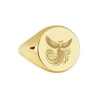 LKBEADS aztec phoenix signet ring| rebirth symbol mythical bird engraved fire talisman custom immortality jewelry| 925 sterling silver gold plated |LK_PDR_00105_10