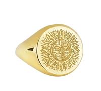 LKBEADS aztec signet ring| ancient civilization jewelry historic pattern engraved cultural heritage indigenous| 925 sterling silver gold plated |LK_PDR_00144_8.5