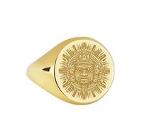 LKBEADS aztec signet ring| mesoamerican civilization indigenous pattern engraved tribal talisman custom ethnic jewelry| 925 sterling silver gold plated |LK_PDR_00107_5.5