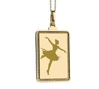 LKBEADS Ballerina Dancer Engraving Pendant Necklace Made In 925 Sterling Silver Gold Plated Charm With 18 "Cable Chain Handmade Jewelry For Men Women |LKD_EGP_00439