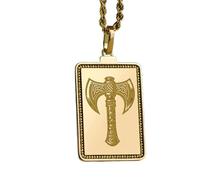 LKBEADS Battle Axe Engraving Pendant Necklace Made In 925 Sterling Silver Gold Plated Charm With 18 "Cable Chain Handmade Jewelry For Men Women |LKD_EGP_00432