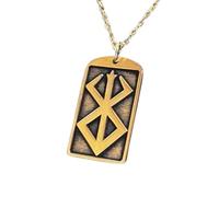 LKBEADS Berserk Card Embossed Pendant Necklace Made in 925 Sterling Silver With Gold Plating 18" Cable Chain Rectangle Shape Charm For Unisex Jewelry |LK_EMBO_00338