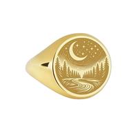 LKBEADS boho landscape signet ring| moonlight jewelry night sky engraved romantic scenery custom camping| 925 sterling silver gold plated |LK_PDR_00101_12
