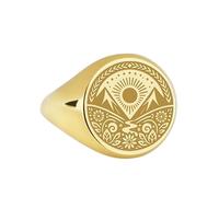 LKBEADS boho landscape signet ring| mountain scene jewelry| nature inspired engraved scenic horizon talisman rustic jewelry| 925 sterling silver gold plated |LK_PDR_00100_12.5