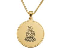 LKBEADS Bonfire/Campfire Engraving Pendant Necklace Made In 925 Sterling Silver Gold Plated Charm With 18 "Cable Chain Handmade Jewelry For Men Women |LKD_EGP_00813