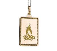 LKBEADS Bonfire Engraving Pendant Necklace Rectangle Shape Made In 925 Sterling Silver Gold Plated Charm With 18 "Cable Chain Handmade Jewelry For Men Women |LKD_EGP_00429