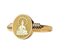 LKBEADS buddha signet ring meditation jewelry| 925 sterling silver gold plated |LK_PDR_00334_9.5