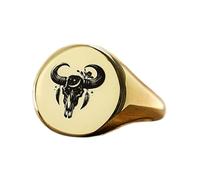 LKBEADS bull skull ring in round shape | 925 sterling silver gold plated | gift jewelry,vintage style signet ring's hypoallergenic handmade jewellery|LK_PDR_01231_8