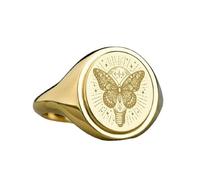 LKBEADS butterfly light bulb signet ring| fantasy jewelry| oval engraved celestial surreal gift jewelry| 925 sterling silver gold plated |LK_PDR_00567_8