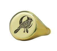 LKBEADS cardinal bird ring in round shape | 925 sterling silver gold plated | gift jewelry,vintage style signet ring's hypoallergenic handmade jewellery|LK_PDR_01254_5
