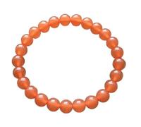 LKBEADS Carnelian Quartz 8mm Gemstone Bracelet Round Shape Stone Smooth Cut Bead Wristband 7 Inch Orange Color Fashion Handmade Jewellery Gift For Men & Women |42BRC_LK_0036