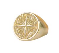 LKBEADS celestial signet ring star map engraved compass jewelry| 925 sterling silver gold plated |LK_PDR_00655_6.5