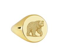 LKBEADS celtic knot bear signet ring| animal totem talisman wildlife engraved power symbol jewelry| spirit ring| 925 sterling silver gold plated |LK_PDR_00094_10.5