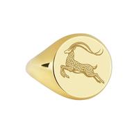 LKBEADS celtic knot gazelle signet ring| elegance symbol horned antelope engraved savanah animal talisman safari jewelry| 925 sterling silver gold plated |LK_PDR_00082_12.5