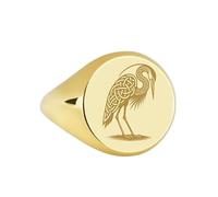 LKBEADS celtic knot heron signet ring| wisdom custom nature spirit engraved animal totem talisman buddhist symbol jewelry| 925 sterling silver gold plated |LK_PDR_00077_7