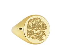 LKBEADS celtic knot koi fish signet ring| nishikigoi jewelry freshwater engraved japanese carp prosperity| 925 sterling silver gold plated |LK_PDR_00073_12.5