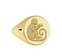 LKBEADS celtic knot monkey signet ring| ape jewelry jungle primate engraved chinese zodiac talisman birth year| 925 sterling silver gold plated |LK_PDR_00069_6.5