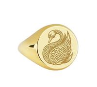 LKBEADS celtic knot swan signet ring| graceful bird elegance symbol engraved spirit animal talisman love jewelry| 925 sterling silver gold plated |LK_PDR_00060_11.5